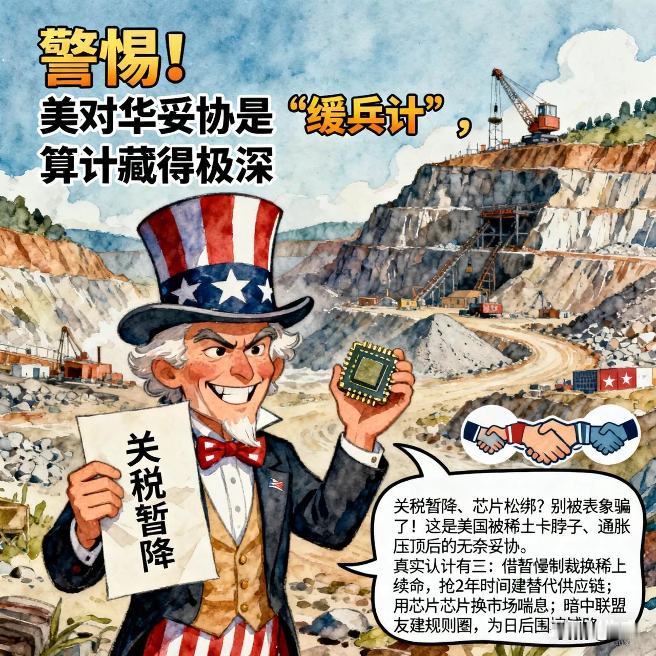 警惕！美对华妥协是“缓兵计”，算计藏得极深
 
关税暂降、芯片松绑？别被表象骗了