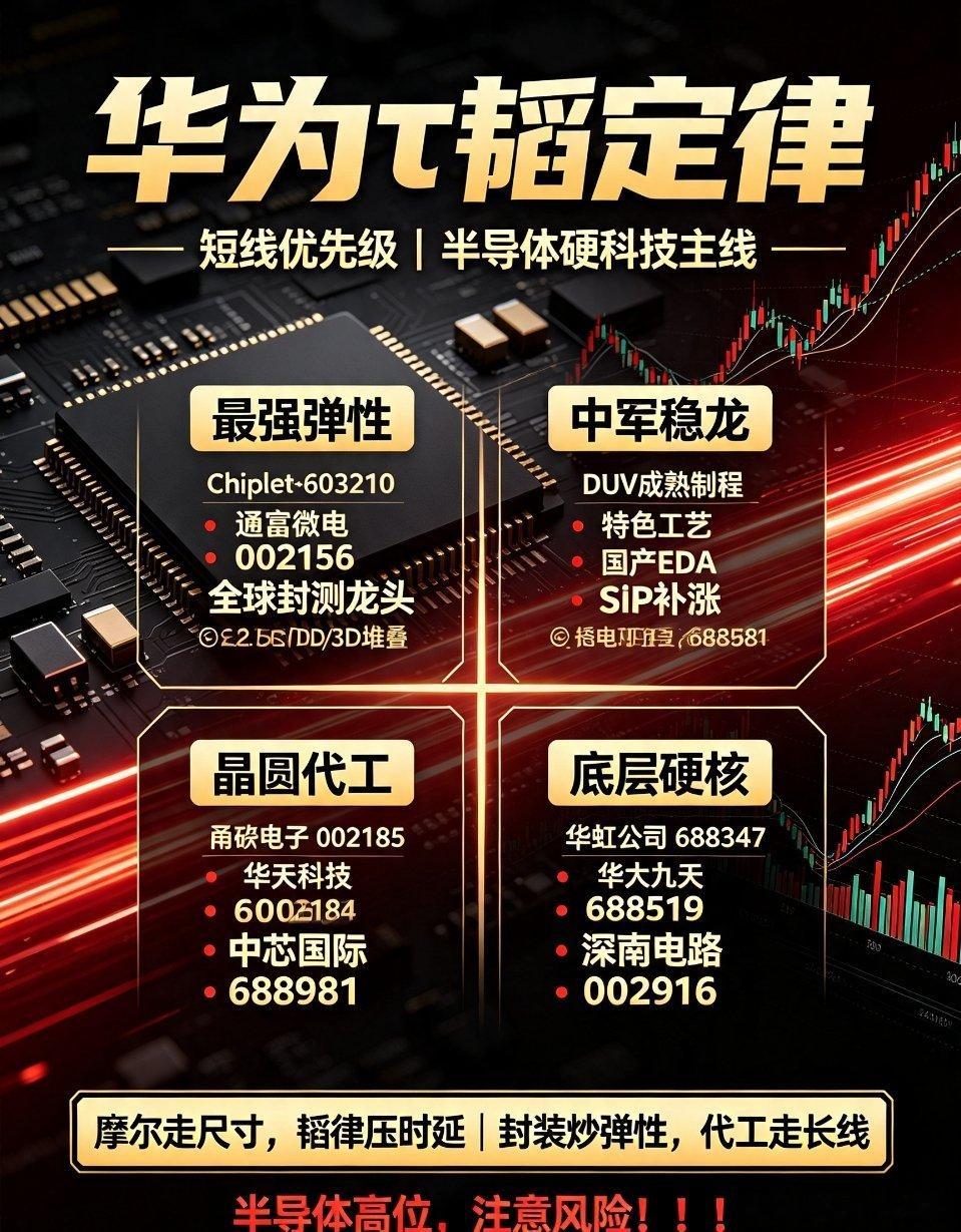 华为τ韬定律 · 短线赛道优先级梳理一、最强弹性｜先进封装核心甬矽电子（6032