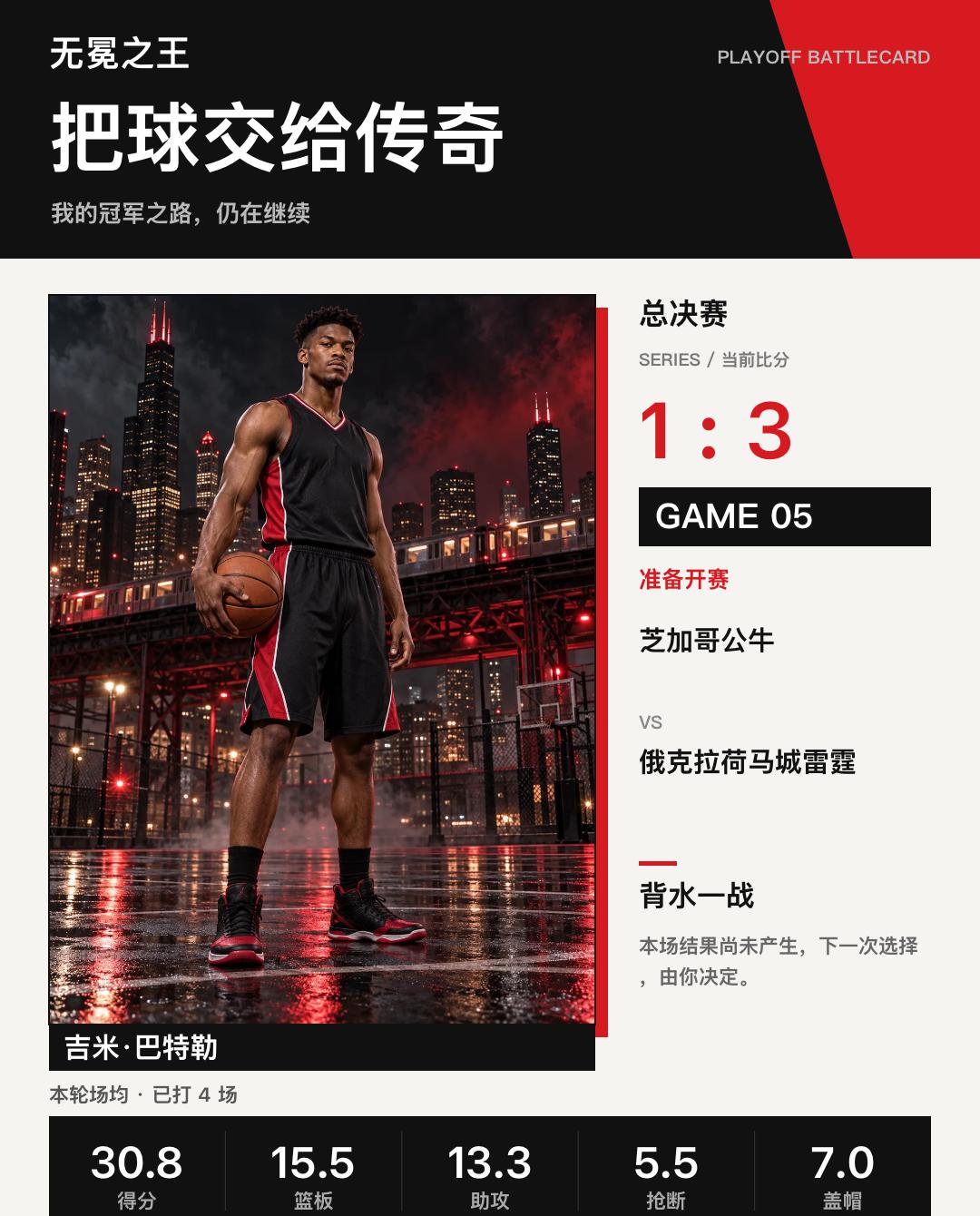 【无冕之王】总决赛关键一役，把球交给吉米·巴特勒
从新秀那一天开始，我就一直在等