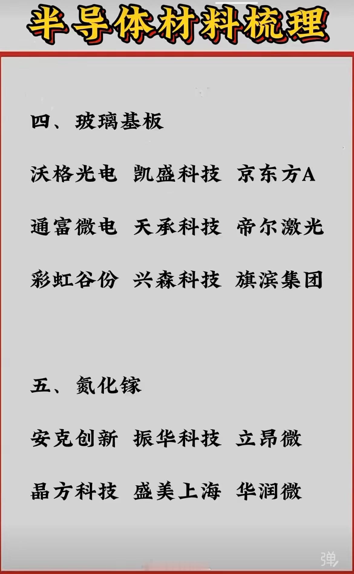 半导体材料有关概念股一览 