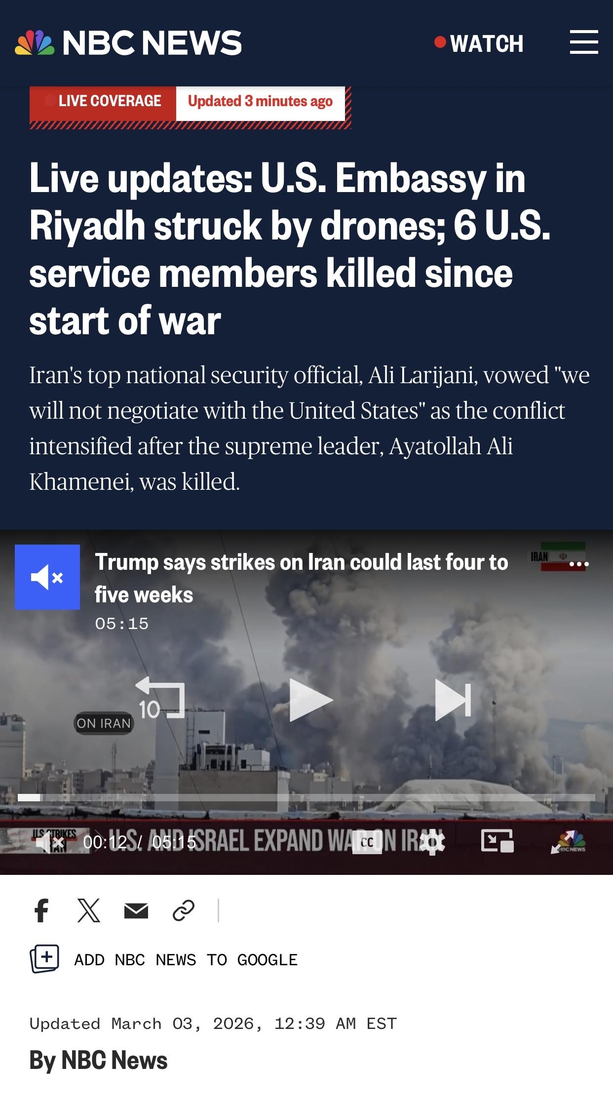 美媒：特朗普对战争持续多久举棋不定

美国全国广播公司新闻(NBC News)官