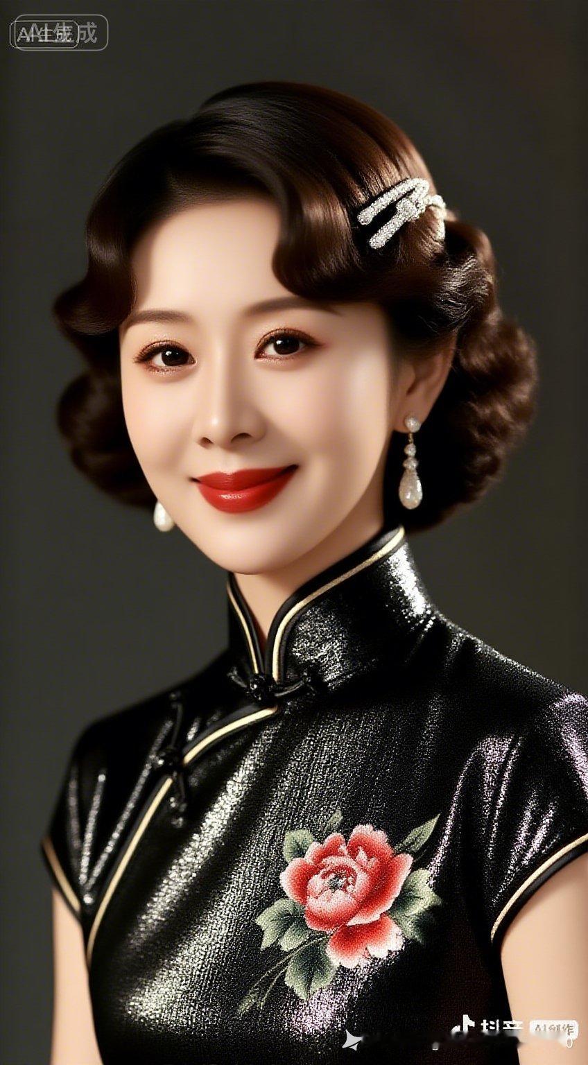 复古旗袍，优雅气质，红唇魅惑，韵味十足！