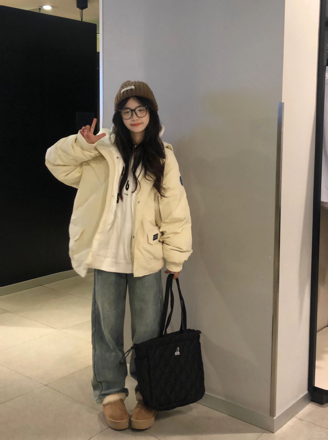 ❄️冬天的第一件奶霜色棉服好好看！🔒住啦！！