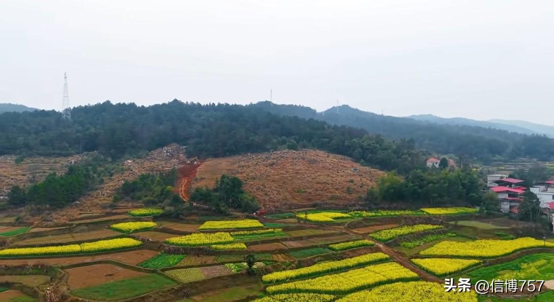 湖南农村，江山如此多娇，但中间一大块却被墓地占用了，确实有点可惜，如果把这个地方