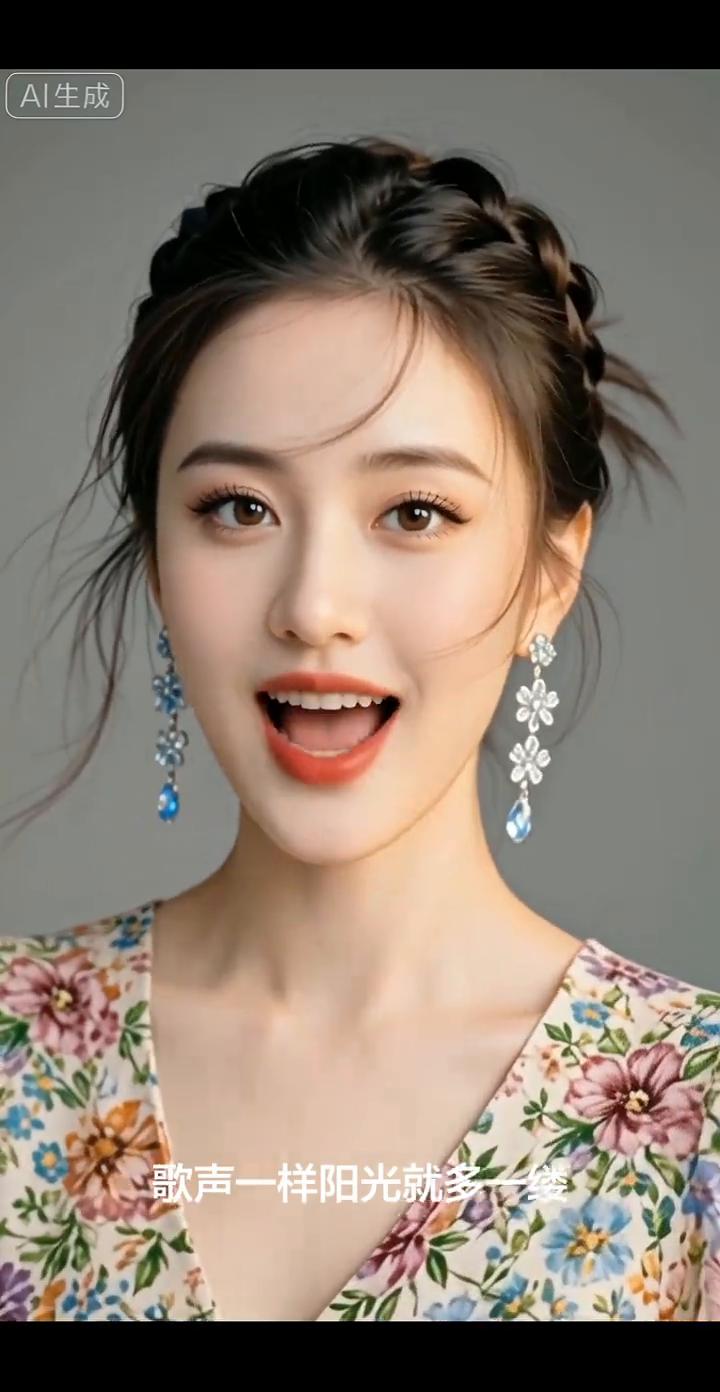 AI生成。
山谷里的小阿妹哎哟哟，歌声一样阳光就多一缕。你走过的土路都开花了，连