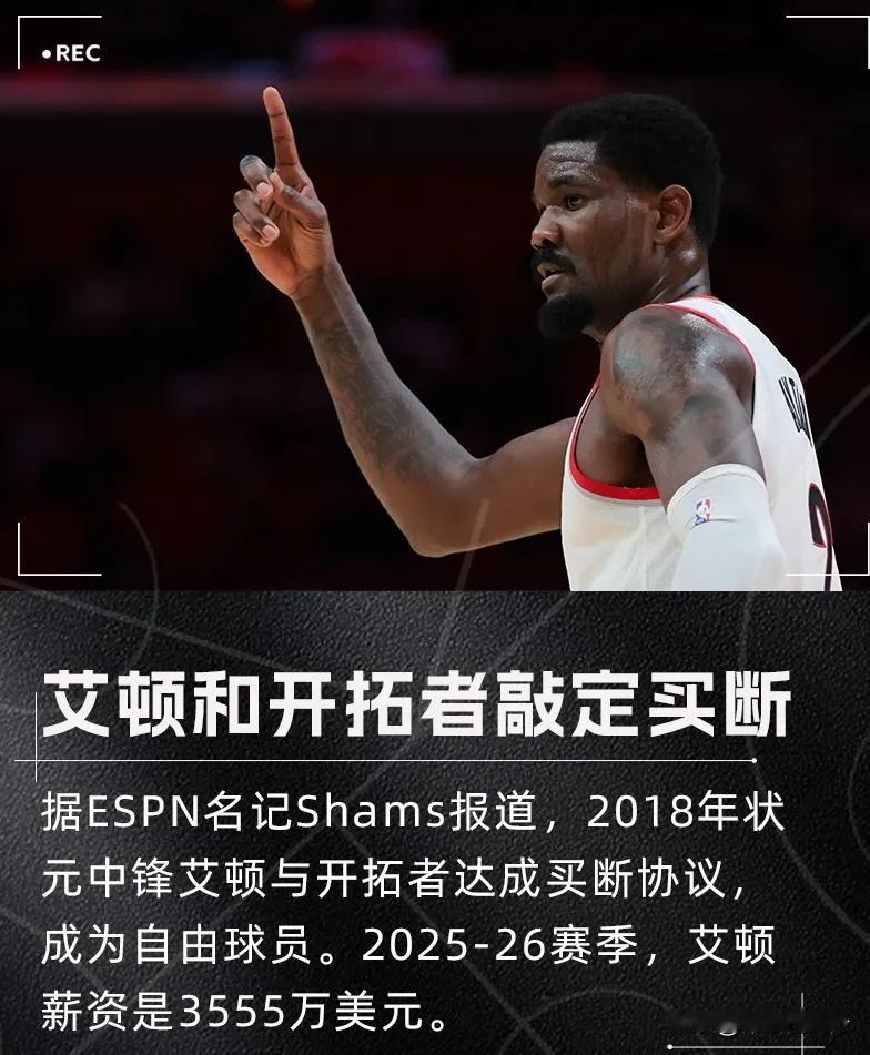 开拓者买断艾顿，为杨瀚森让路。湖人绝佳机会来了，此时不出手更待何时！

据名记S