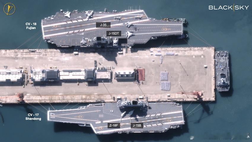 福建舰和山东舰在一起的卫星图 ​​​