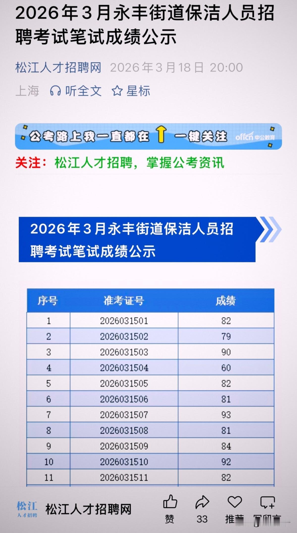 应聘保洁人员如今也要进行笔试和公示啦！
依据松江人才招聘网的消息，松江区永丰街道