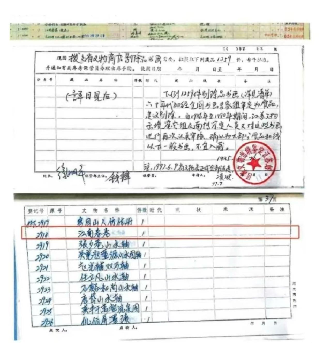《江南春》上有庞氏印章12枚，曾经被以6800元的价格卖掉。

梳理了一下这幅画