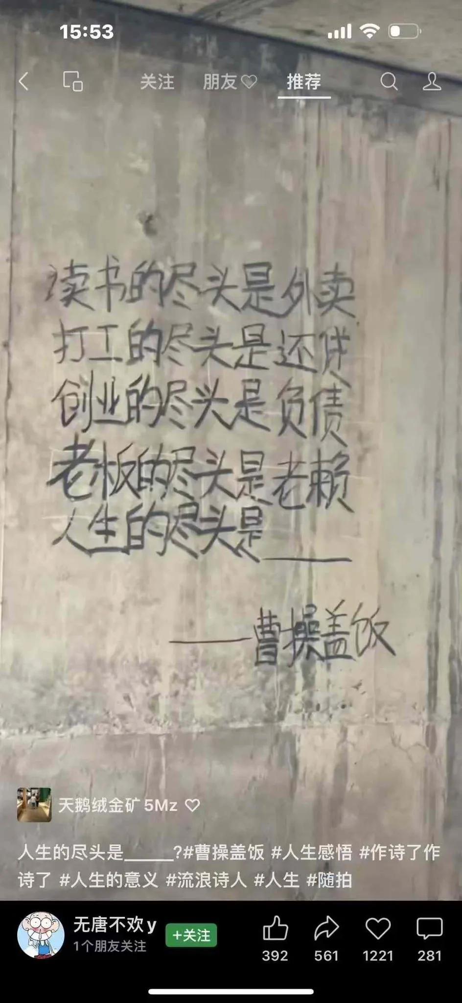 流浪的人留在桥柱上的墨迹，辛酸、不平、忧伤、绝望…..
如果李白、杜甫活在当下，