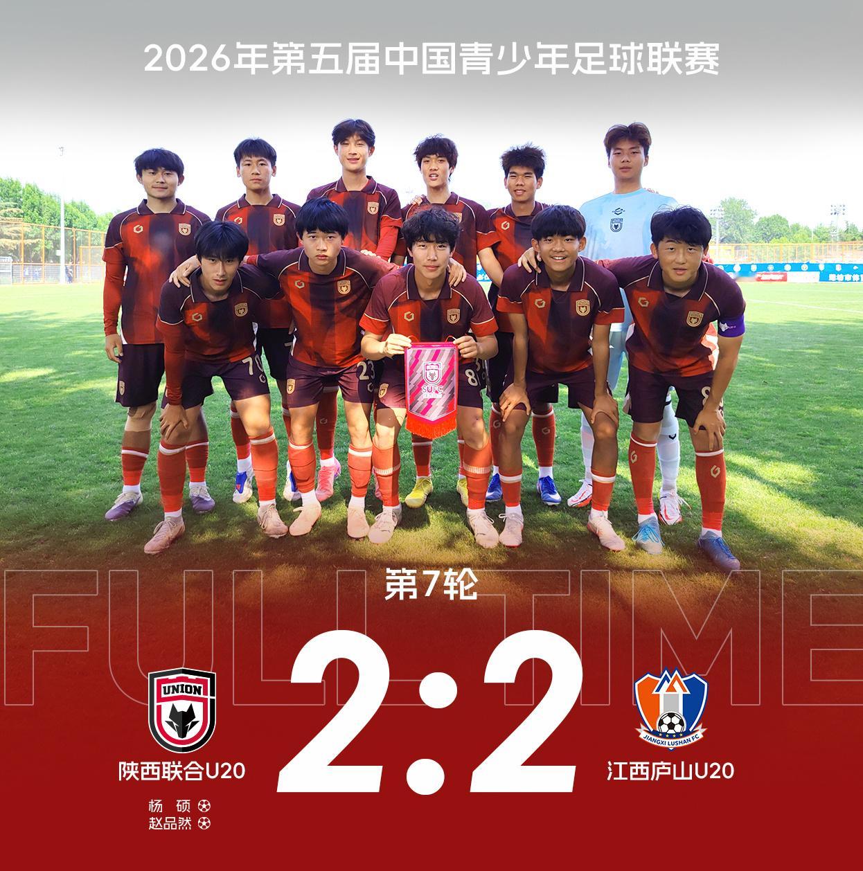 【U20队动态】连追两球 保持不败 陕西联合U20队2:2战平江西庐山U20队5