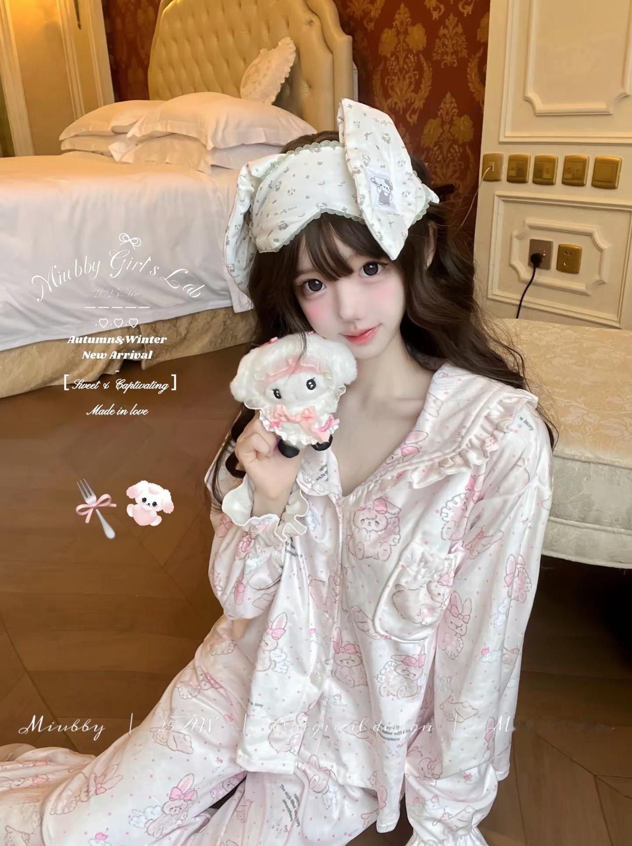 云朵绵绵兔~睡衣控 甜美穿搭 粉色控 我的冬日穿搭