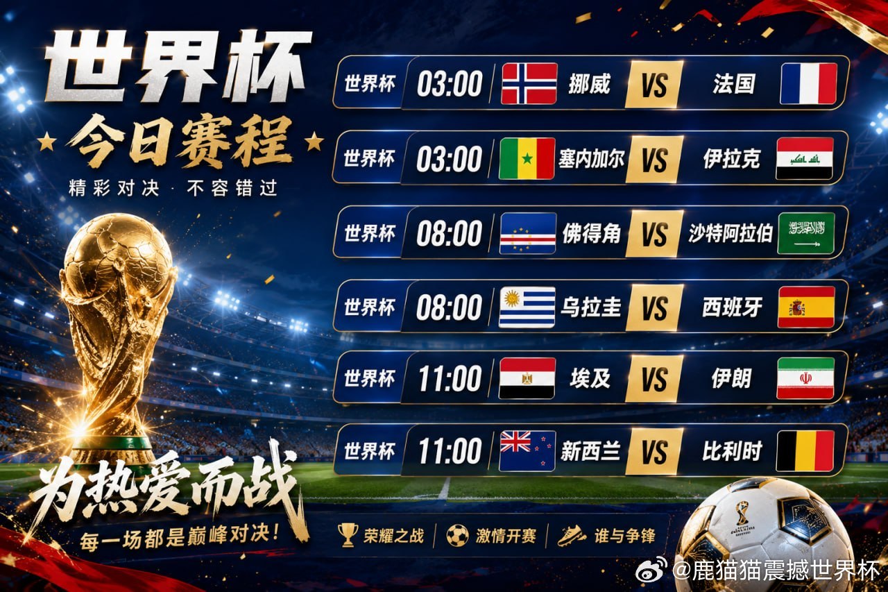今晚世界杯连续开战！⚽️🔥 挪威vs法国 🔥塞内加尔vs伊拉克 🔥 佛得角