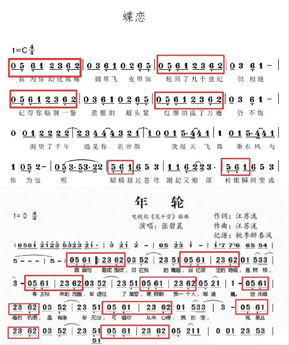 张碧晨汪苏泷因为《年轮》之争翻脸后，现在《年轮》被指抄袭，但有粉丝说没抄袭，旋律