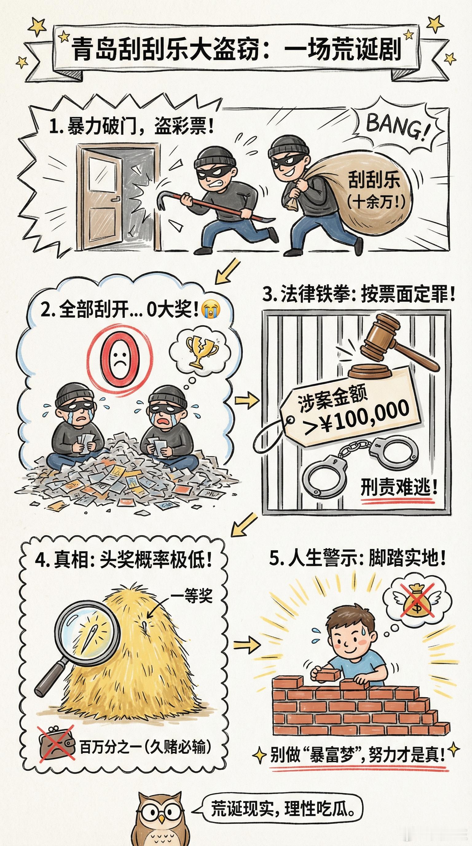 小偷偷十几万刮刮乐刮完未中大奖俩小偷偷彩票想暴富，结果全刮完都没中大奖，还因盗窃