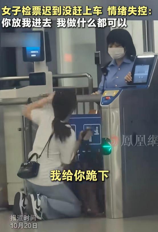 “这一跪，都崩溃！” 女子赶火车迟到，冲到检票口时闸机已经关闭，距发车只剩 2 