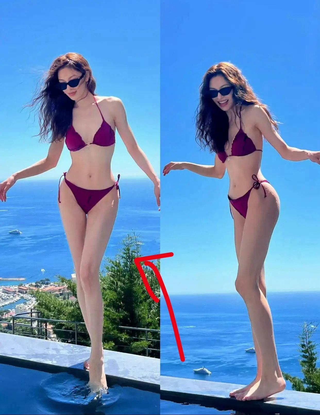 钟楚曦最出圈的一张照片，如果没有修图即便在娱乐圈里也是顶级了。近170的身高才9