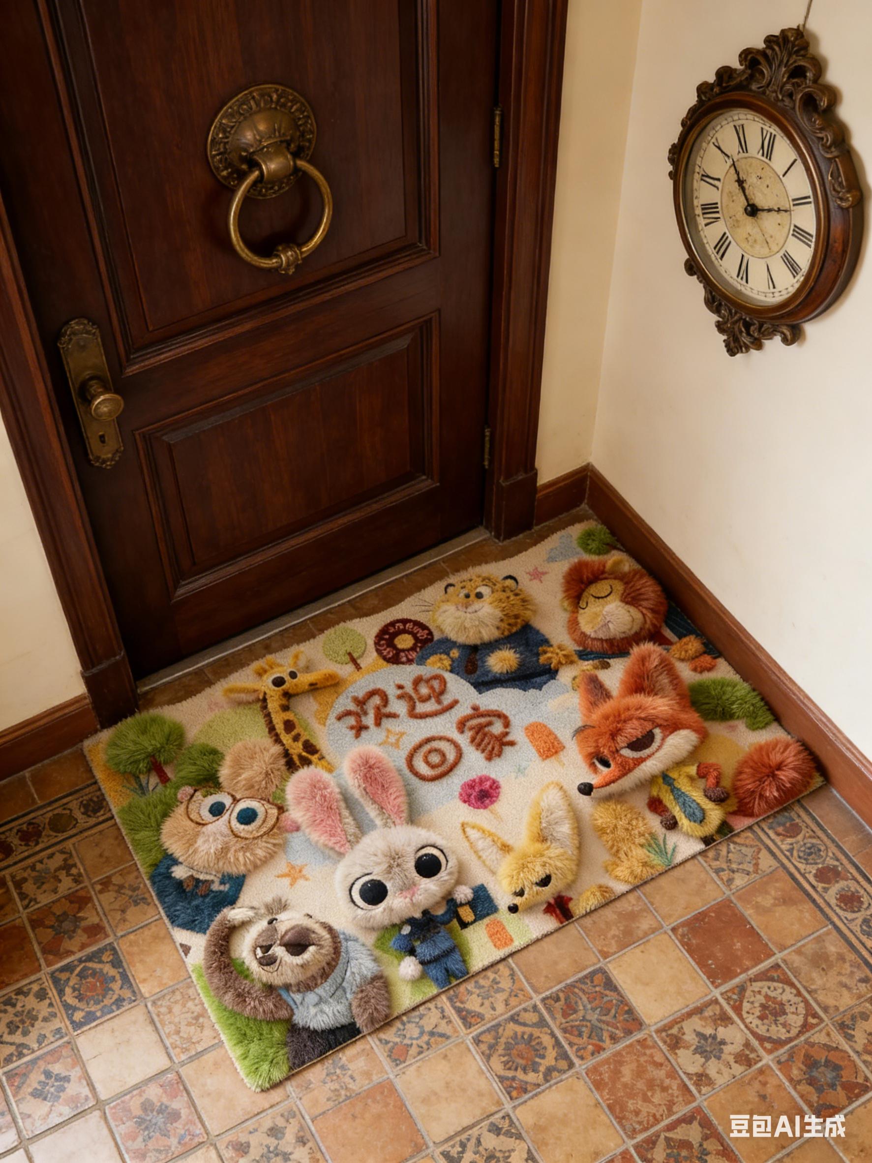 大尺寸吸水防滑地垫，立体卡通图案看着就跟真的一样