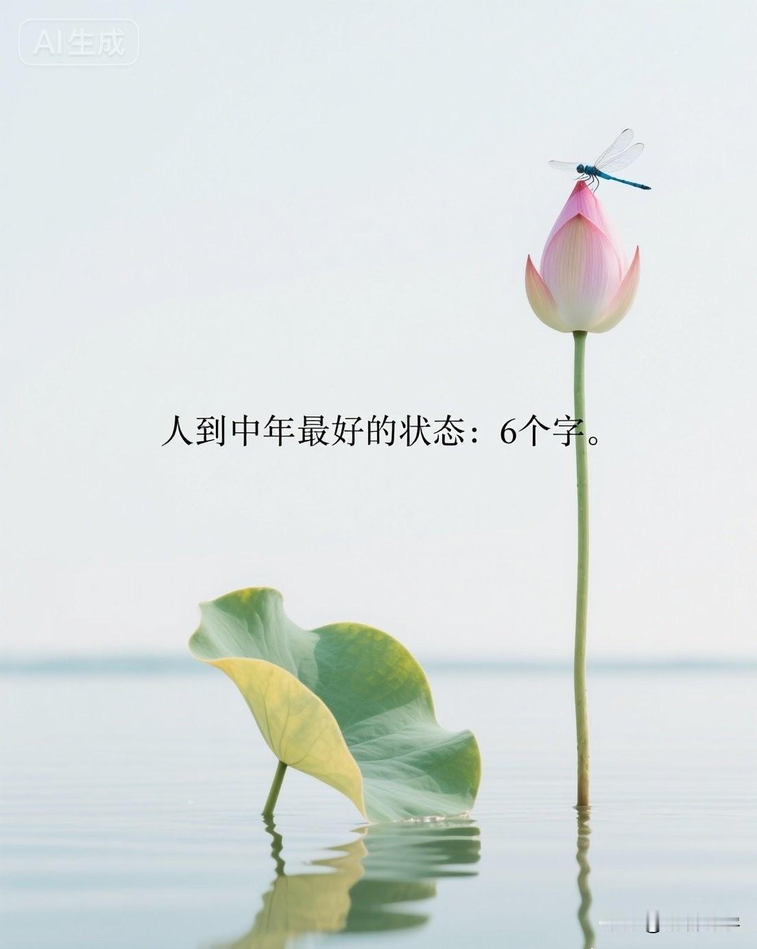 人到中年最好的状态：6个字。

俗话说：“人到中年，最好的状态不是家财万贯，也不
