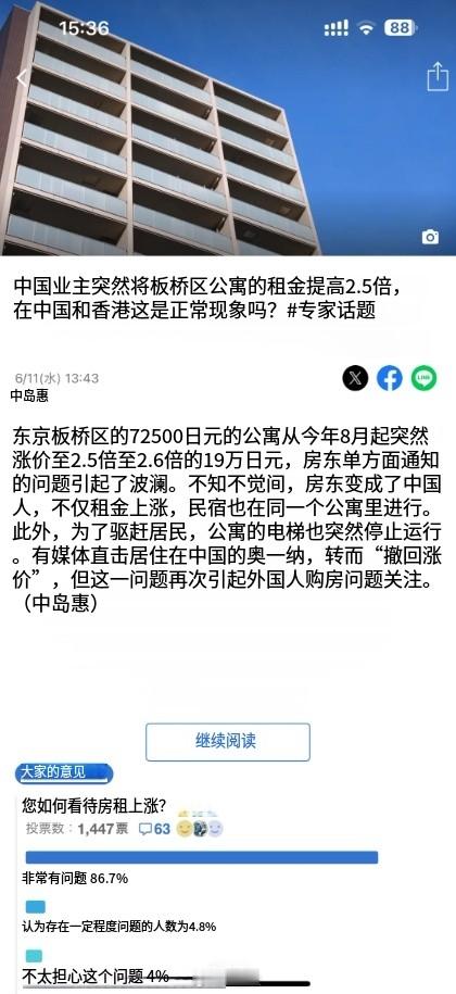 日本网民被中国业主一下涨房租2.5倍震惊了！这回日本媒体总不能怪中国游客头上了吧