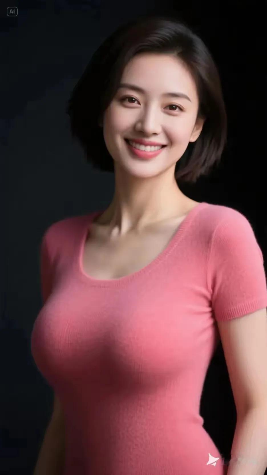 甜美笑容，粉色上衣，元气满满的一天！😊💕