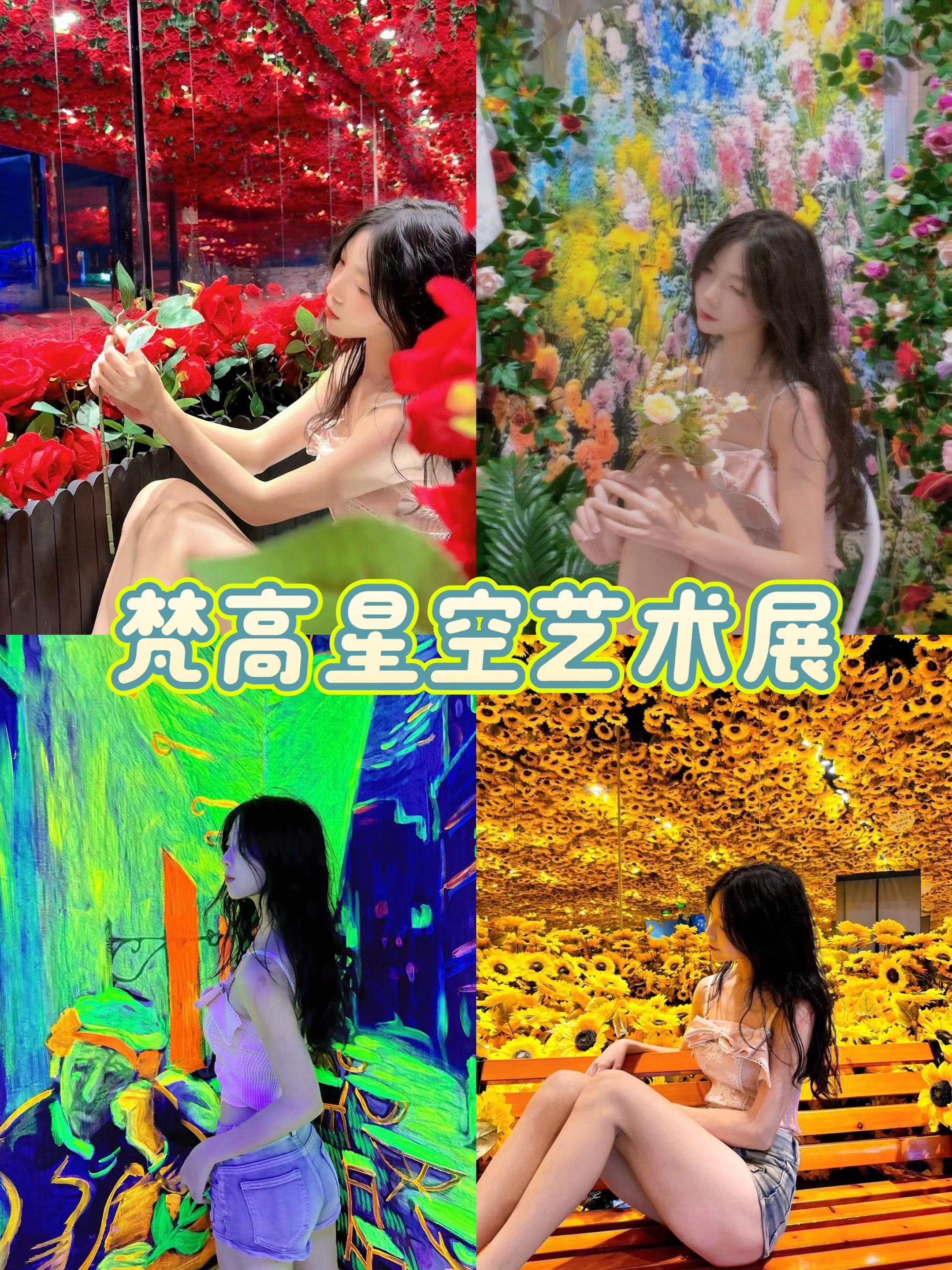 梵高星空艺术展。藏身于花海