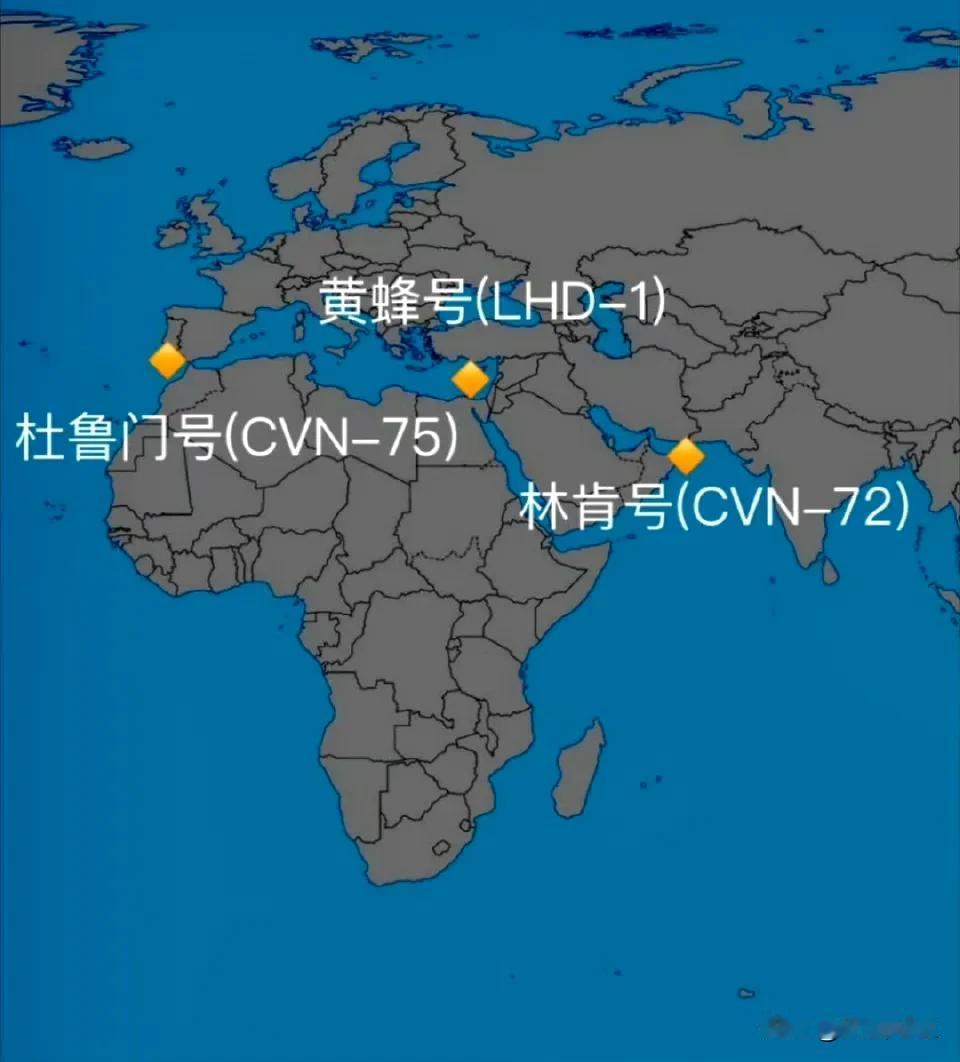 美军杜鲁门号(CVN-75)航母在亚速尔群岛和直布罗陀海峡之间活动一周了，还没进
