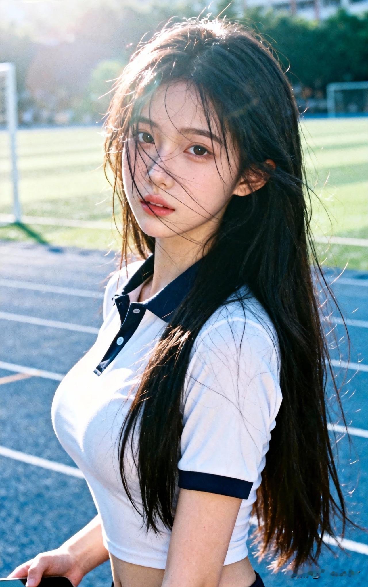 阳光下的运动少女，青春活力满满！🌞🏃‍♀️