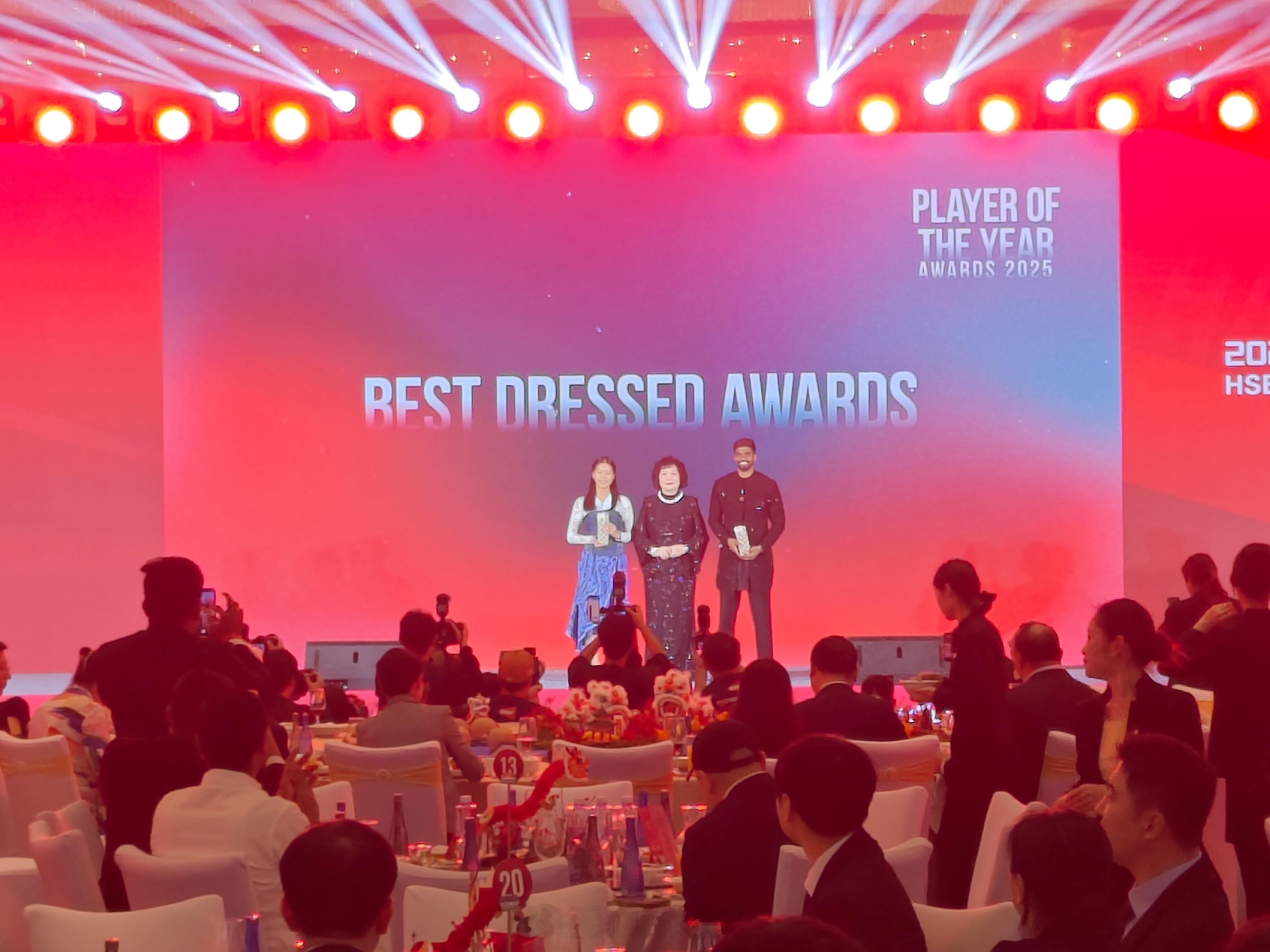 最佳着装奖：兰基雷迪，瓦尔达尼羽联总决赛颁奖典礼2025年世界羽联年终总决赛