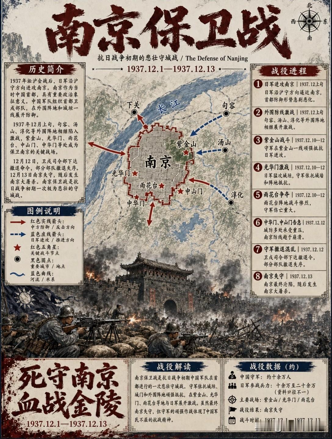 国家首都，国父陵寝所在，守一下是没问题的，但之后的主将逃跑，士兵无组织的大溃败，