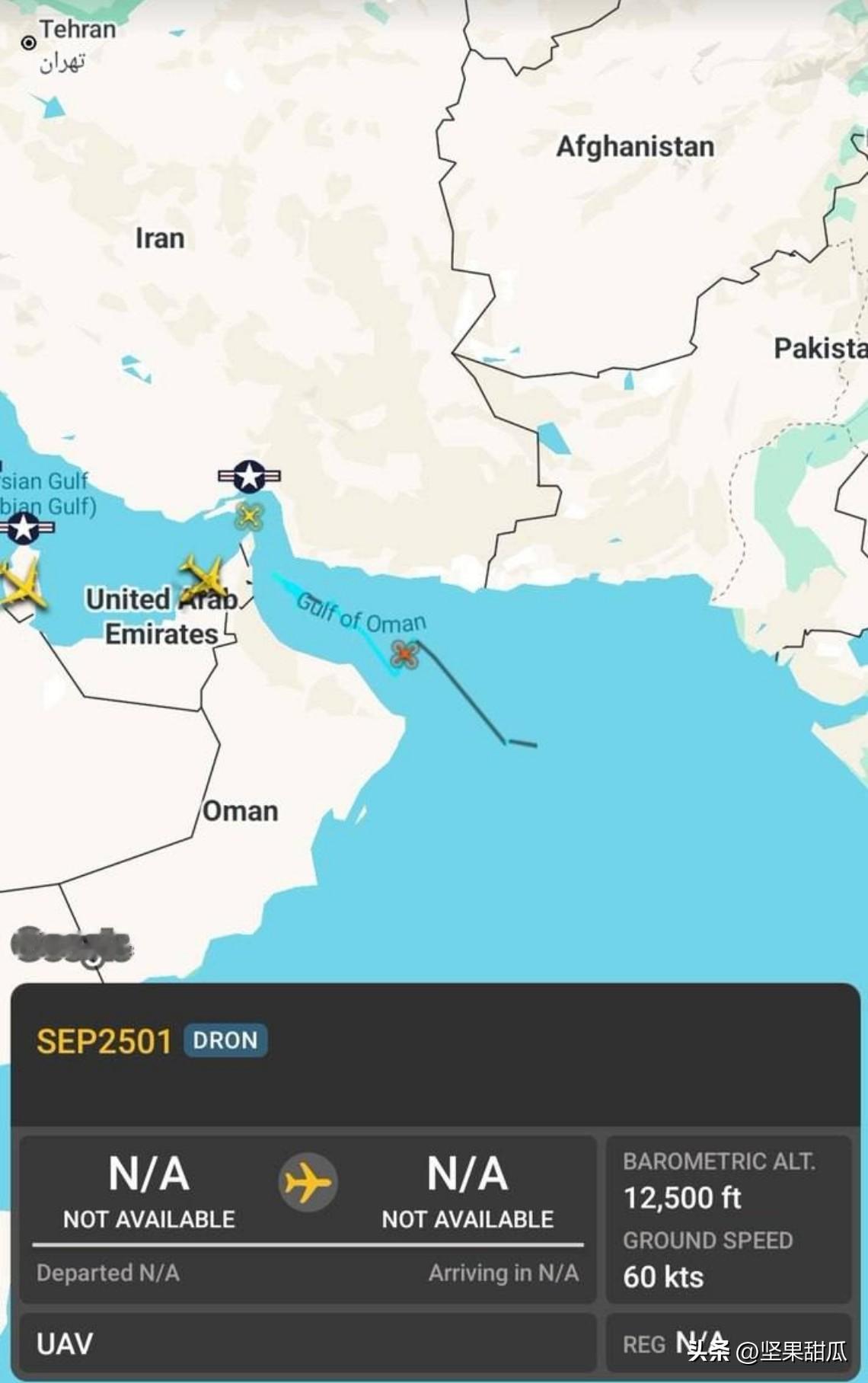 美伊两国无人机互相侦察，中东媒体称，伊朗侦察无人机目前正在阿曼海岸附近活动，很可