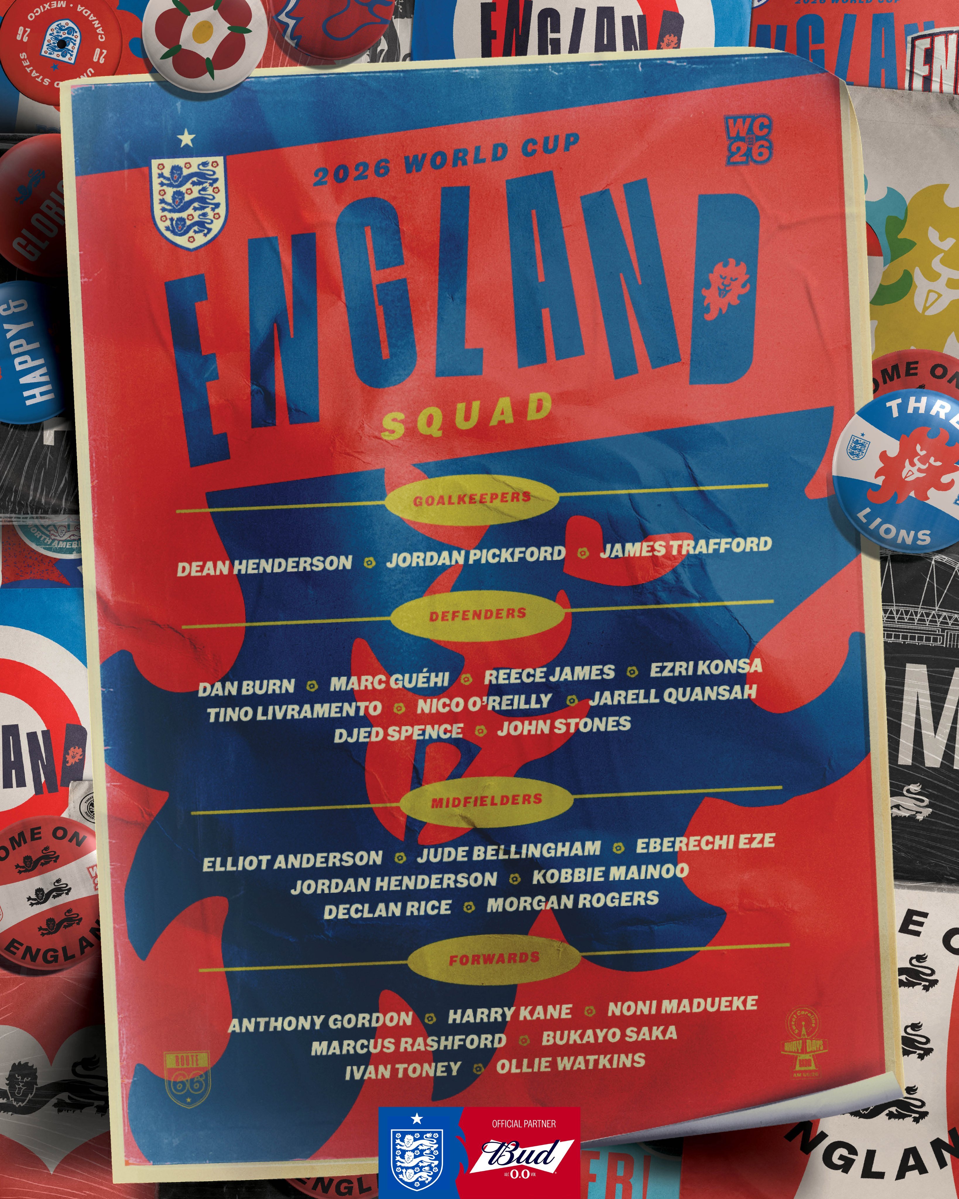 英格兰公布世界杯大名单 三猫军团能在今年的美加墨世界杯走多远？至少曼联球员背锅的