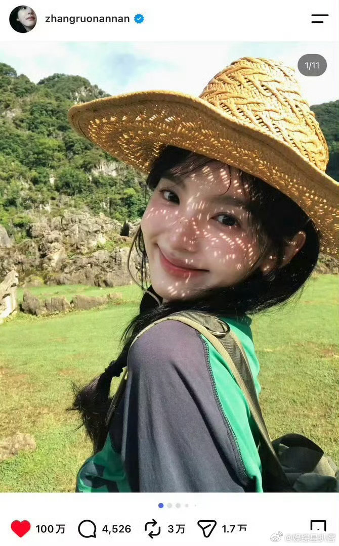 章若楠ins第一条百万赞章若楠ins百万赞帖恭喜章若楠迎来ins第一条点赞破百万