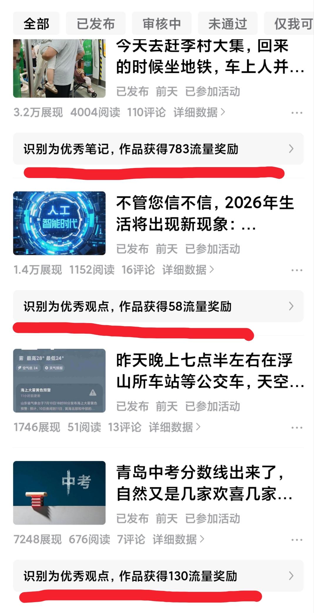 我现在在头条主要是写征文，或者是应付差事挣流量包。

    偶尔也会认真的写篇