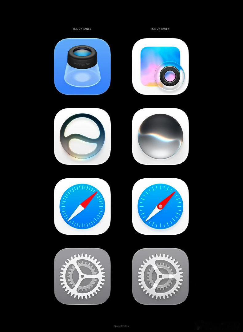 iOS27 Beta5 对app的图标做了改动，Siri App终于一致了！ 