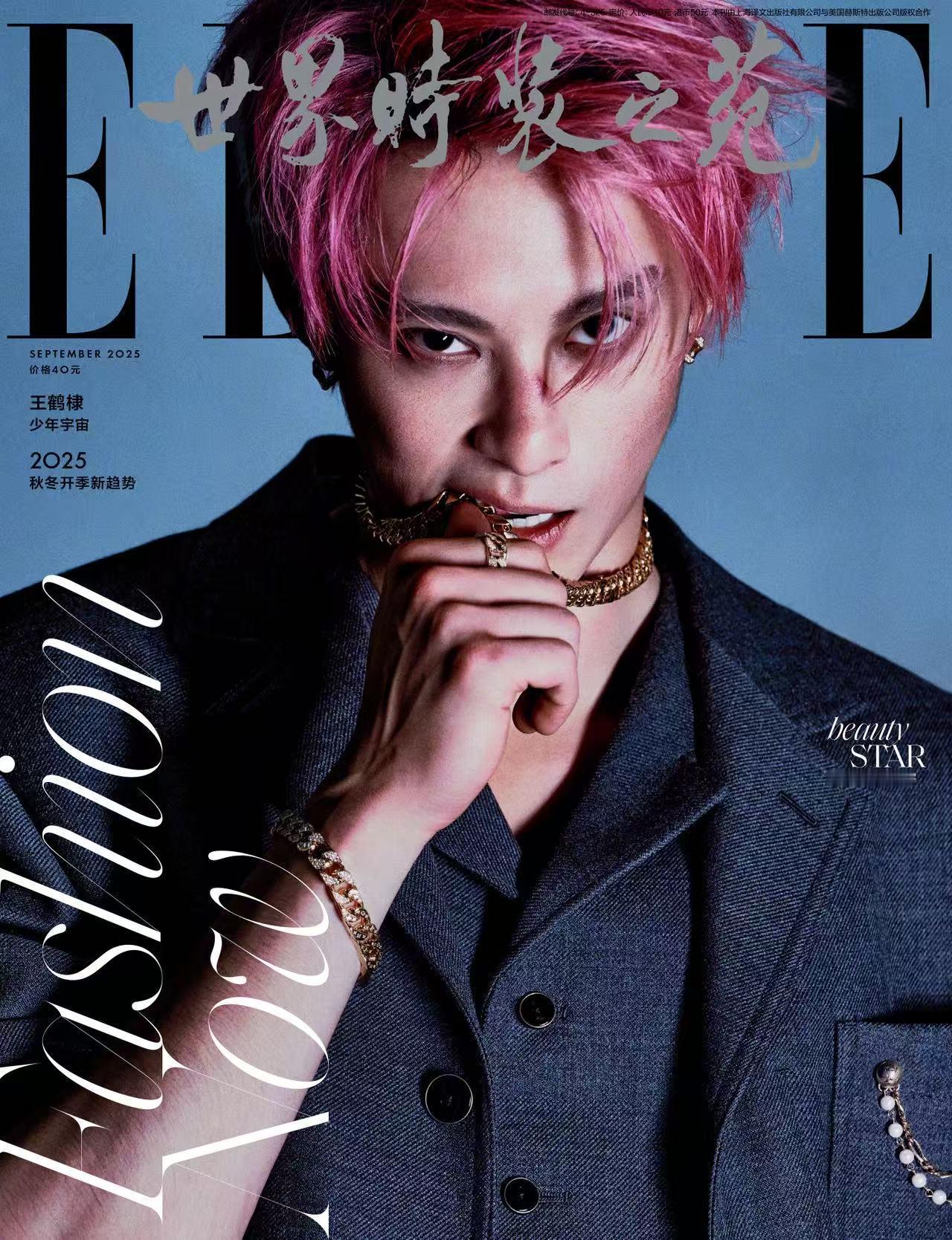 王鹤棣ELLE9月刊封面 颜值实力双在线！河堤解锁八套造型，冷暖碰撞展张力，高定