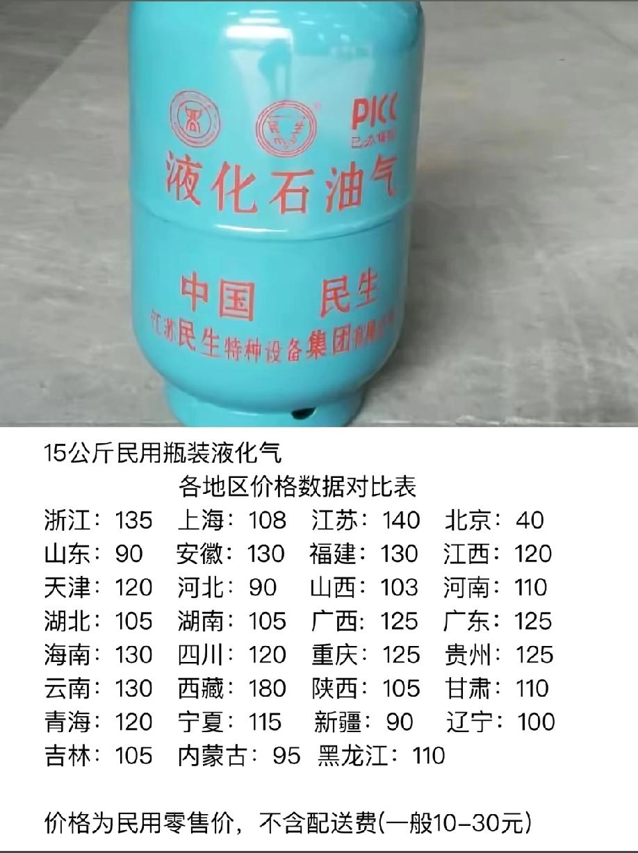 江西送上门，120元，自己去气站拿，是115元。
湖南、湖北比江西便宜了15元，