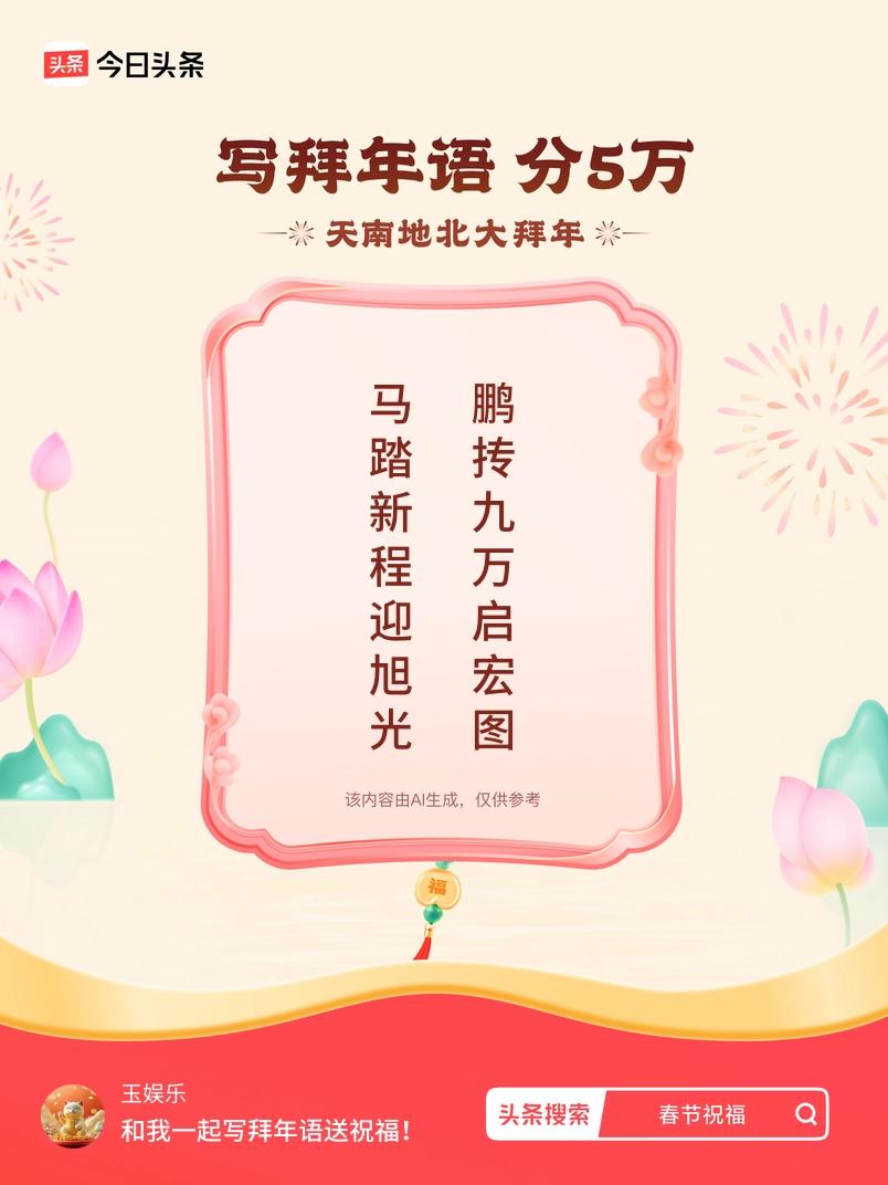 写拜年语送祝福新春拜年送祝福！我的祝福是：“马踏新程迎旭光，鹏抟九万启宏图”！快