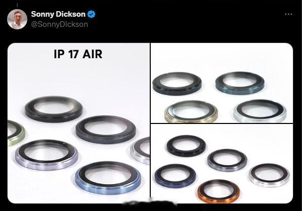 Sonny Dickson 爆料 iPhone 17 全系镜头环配色，iPhon