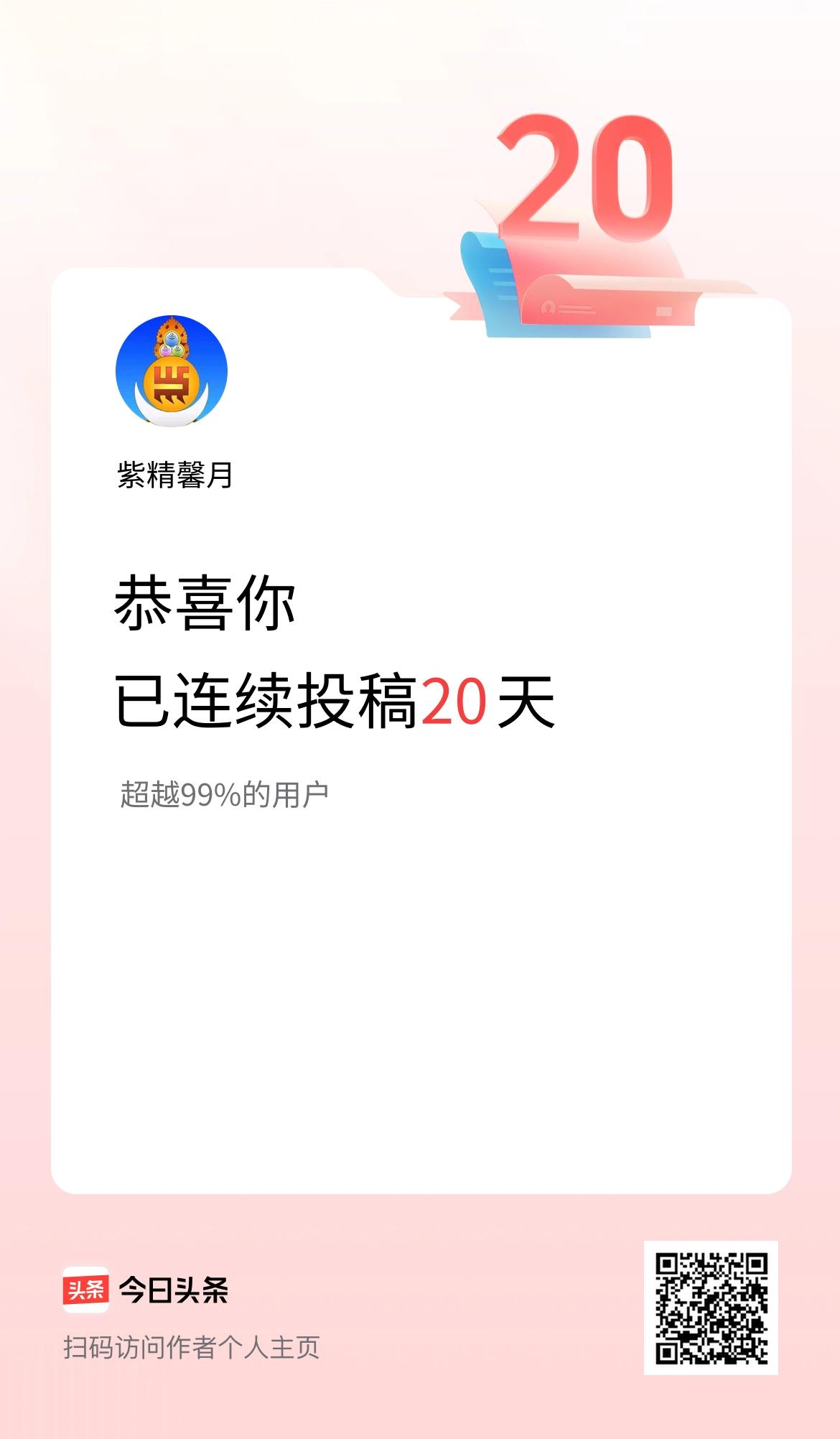 我在头条连续投稿20天