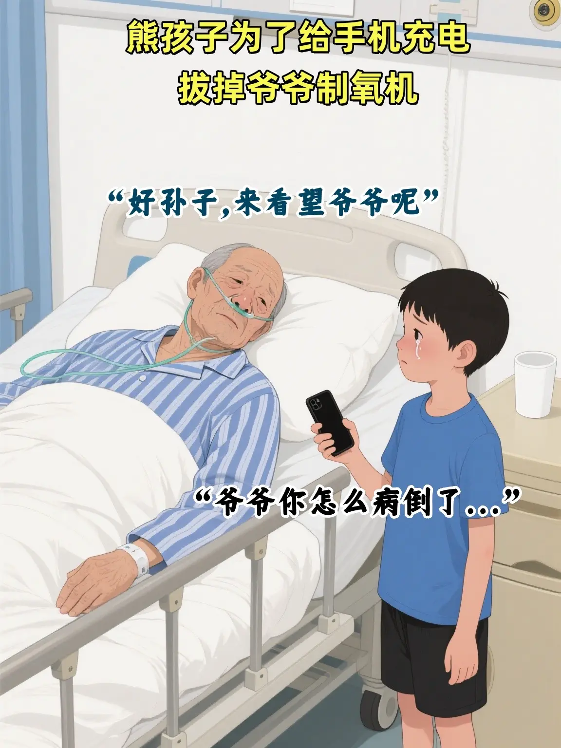 爷爷：孙子你再不走，爷爷就走了！