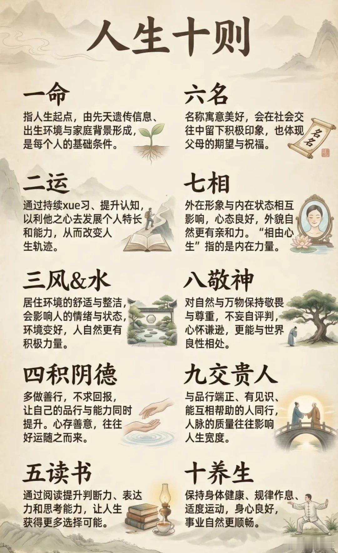 逆天改命，倒着来！每天从十养生、九交贵人、八敬神、七相、六名、五读书、四积阴德、