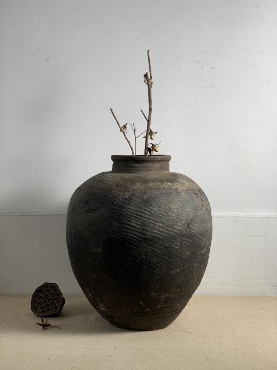 螺纹老罐包浆佳，插花花器；民宿茶室侘寂摆件