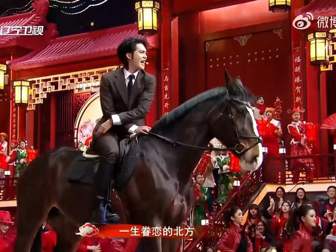 于适辽宁春晚骑真马开场于适鲜衣怒马亮相辽宁春晚于适在辽宁沈阳的舞台上骑真马开场太