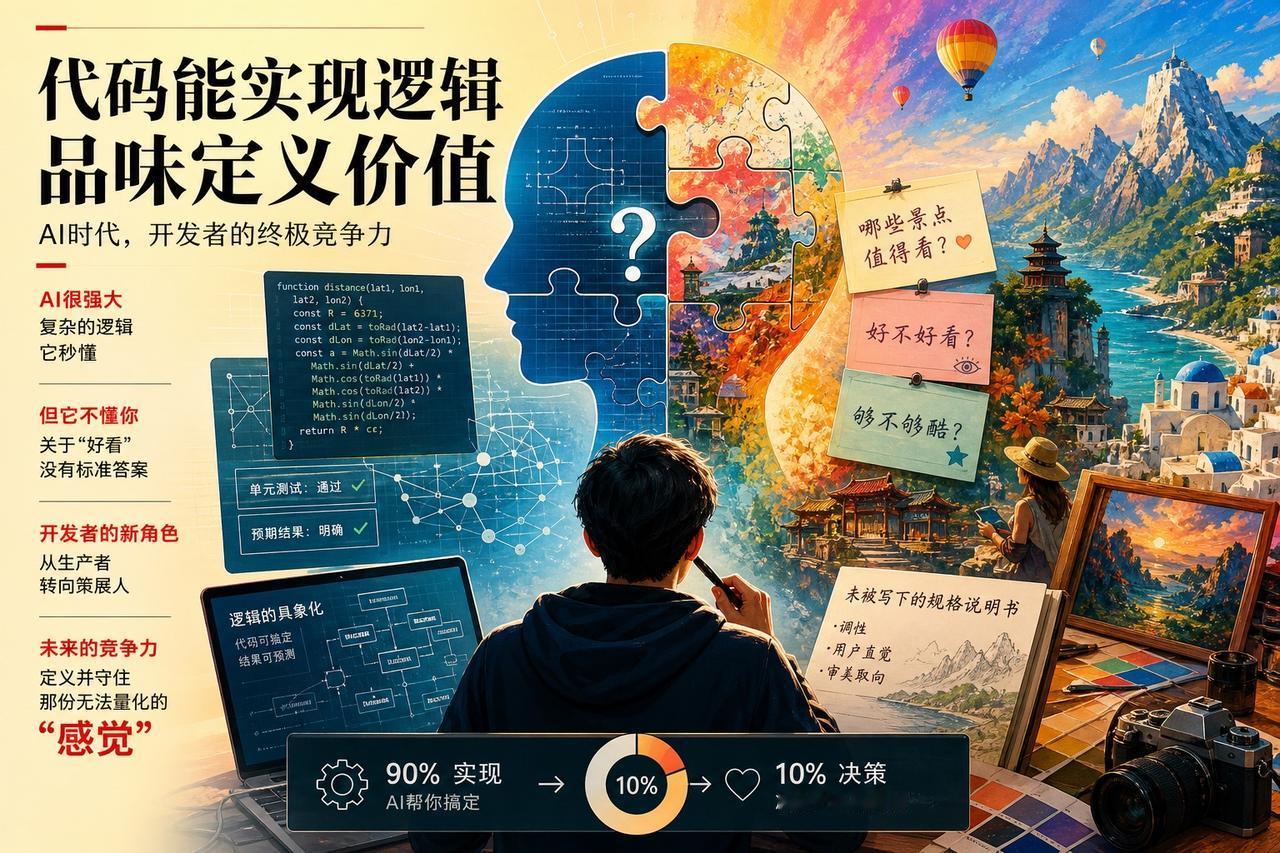 【审美无法被单元测试：当AI接管逻辑，人类只剩下“品味”】

最近看到一个很有意