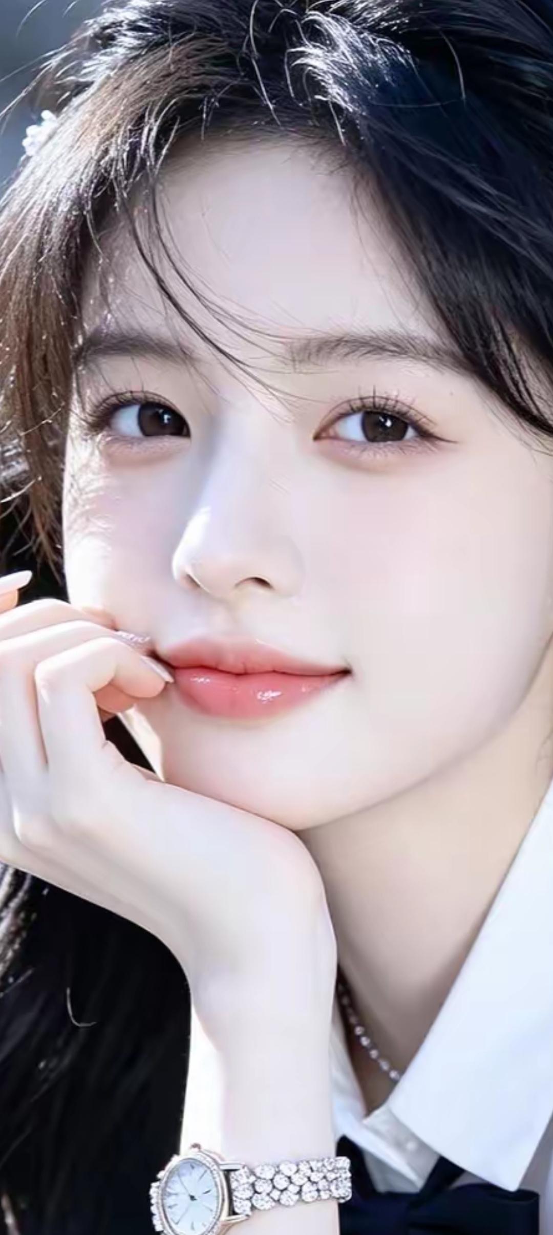 温柔甜美的少女，精致的妆容和优雅的配饰，散发着迷人的魅力。