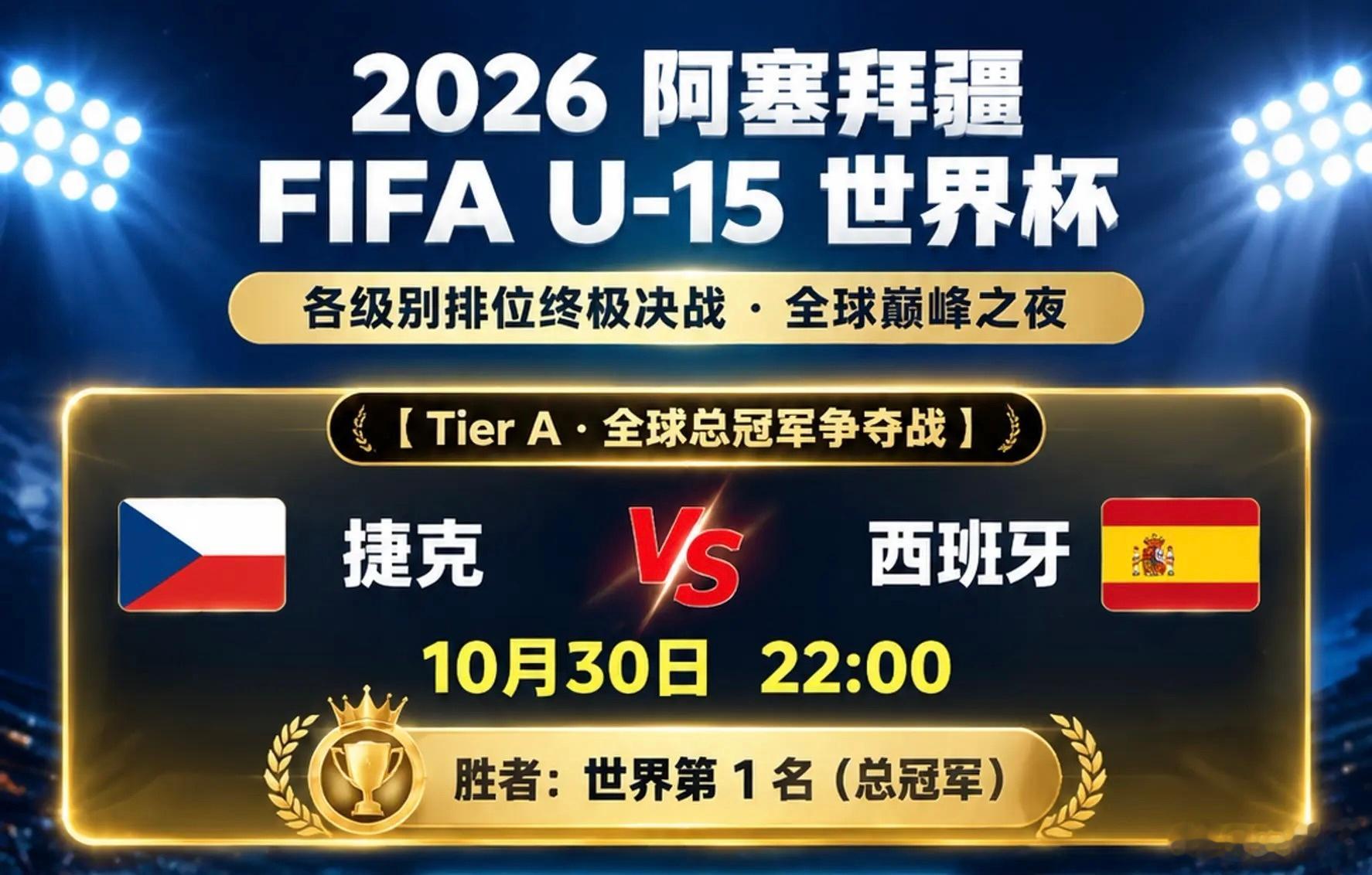 U15世界杯冠军争夺战：捷克VS 西班牙 ​​​