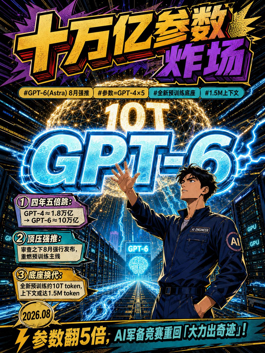 GPT-6即将发布！10万亿参数底座登场，大模型迎来换代升级！
在26年8月的全