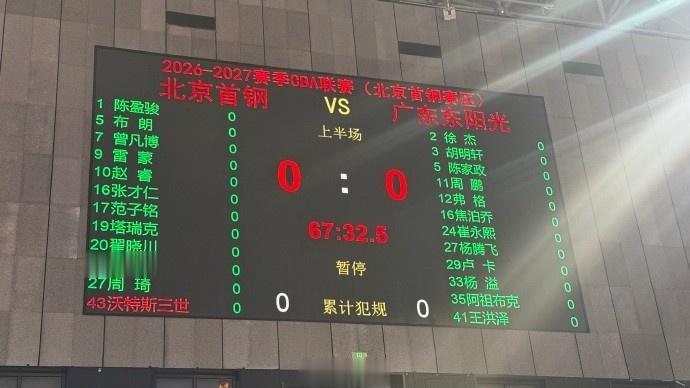 京粤大战名单：桑普森首秀 赵睿&曾凡博&周琦&徐杰&胡明轩皆出战