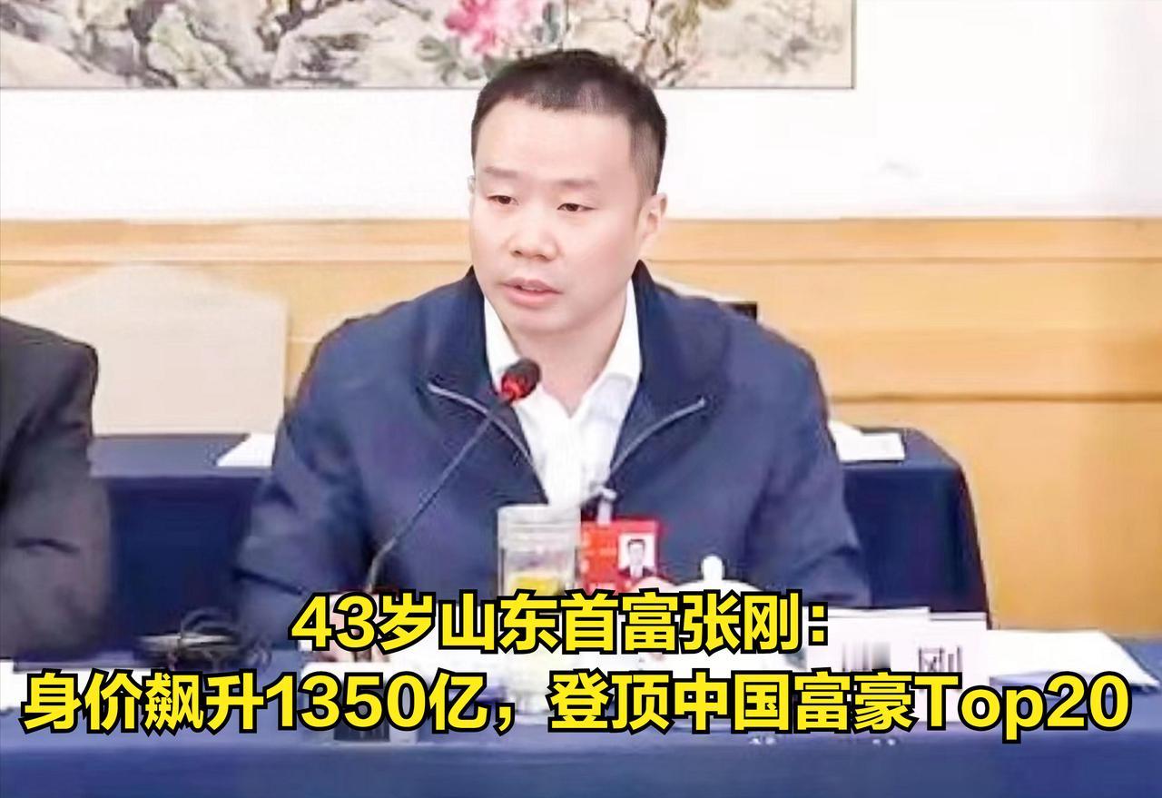43岁山东首富张刚：身价飙升1350亿，强势登顶中国富豪Top20
 
 

 